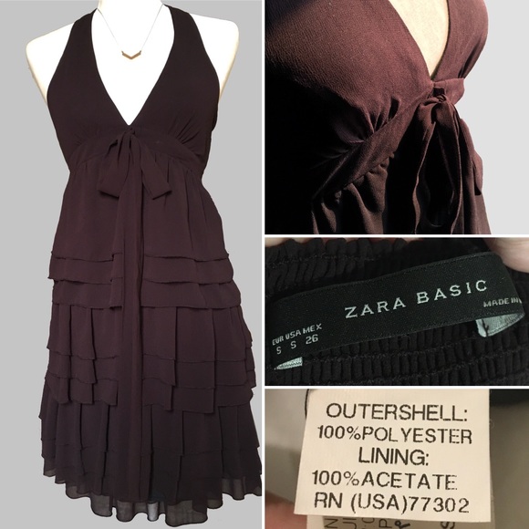 Zara Halter Fit-to-Flare Button Back Ruffle Dress - Picture 6 of 11